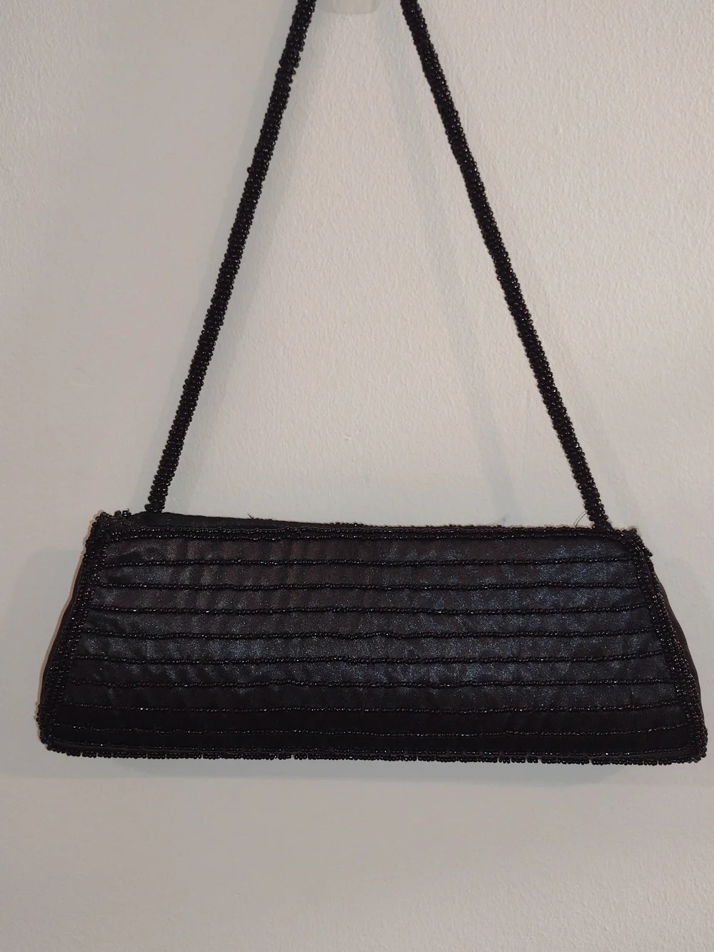 Bijoux Terner Black Beaded Sequin Shoulder Clutch